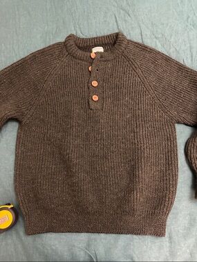 Men's Milo and Dexter Fisherman’s Green Button-Neck Wool Sweater